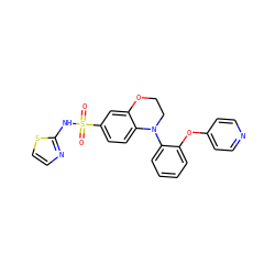 O=S(=O)(Nc1nccs1)c1ccc2c(c1)OCCN2c1ccccc1Oc1ccncc1 ZINC000220221786