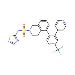 O=S(=O)(Nc1ncns1)N1CCc2c(cccc2-c2ccc(C(F)(F)F)cc2-c2ccncc2)C1 ZINC000147461610