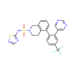 O=S(=O)(Nc1ncns1)N1CCc2c(cccc2-c2ccc(C(F)(F)F)cc2-c2cncnc2)C1 ZINC000147418160