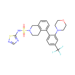 O=S(=O)(Nc1ncns1)N1CCc2c(cccc2-c2ccc(C(F)(F)F)cc2N2CCOCC2)C1 ZINC000147360658