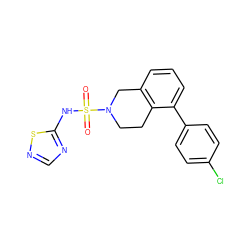 O=S(=O)(Nc1ncns1)N1CCc2c(cccc2-c2ccc(Cl)cc2)C1 ZINC000261191798