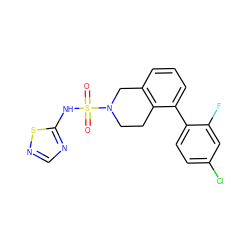 O=S(=O)(Nc1ncns1)N1CCc2c(cccc2-c2ccc(Cl)cc2F)C1 ZINC000147380852
