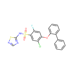O=S(=O)(Nc1ncns1)c1cc(Cl)c(Oc2ccccc2-c2ccccc2)cc1F ZINC000095582333