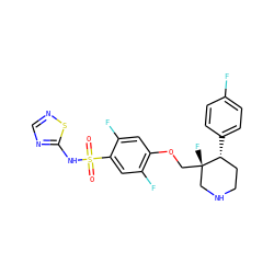 O=S(=O)(Nc1ncns1)c1cc(F)c(OC[C@@]2(F)CNCC[C@H]2c2ccc(F)cc2)cc1F ZINC000205510455