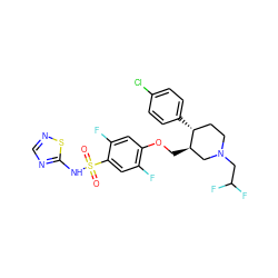 O=S(=O)(Nc1ncns1)c1cc(F)c(OC[C@@H]2CN(CC(F)F)CC[C@H]2c2ccc(Cl)cc2)cc1F ZINC000221730412