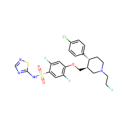 O=S(=O)(Nc1ncns1)c1cc(F)c(OC[C@@H]2CN(CCF)CC[C@H]2c2ccc(Cl)cc2)cc1F ZINC000221726004