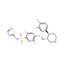 O=S(=O)(Nc1ncns1)c1cc(F)c(OC[C@H]2CNCC[C@@H]2c2ccc(Cl)c(F)c2)cc1F ZINC000205524355