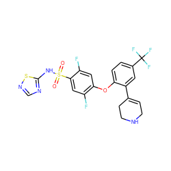 O=S(=O)(Nc1ncns1)c1cc(F)c(Oc2ccc(C(F)(F)F)cc2C2=CCNCC2)cc1F ZINC000095583900