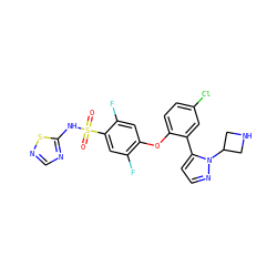 O=S(=O)(Nc1ncns1)c1cc(F)c(Oc2ccc(Cl)cc2-c2ccnn2C2CNC2)cc1F ZINC000095582139