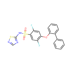 O=S(=O)(Nc1ncns1)c1cc(F)c(Oc2ccccc2-c2ccccc2)cc1F ZINC000095582559