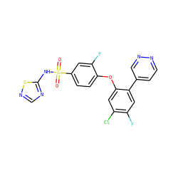 O=S(=O)(Nc1ncns1)c1ccc(Oc2cc(Cl)c(F)cc2-c2ccnnc2)c(F)c1 ZINC000095585441