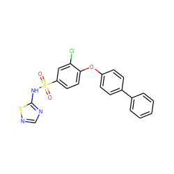 O=S(=O)(Nc1ncns1)c1ccc(Oc2ccc(-c3ccccc3)cc2)c(Cl)c1 ZINC000095581870
