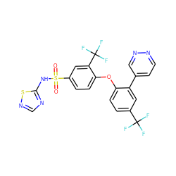 O=S(=O)(Nc1ncns1)c1ccc(Oc2ccc(C(F)(F)F)cc2-c2ccnnc2)c(C(F)(F)F)c1 ZINC000095583462