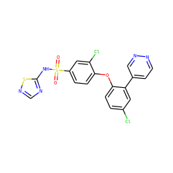 O=S(=O)(Nc1ncns1)c1ccc(Oc2ccc(Cl)cc2-c2ccnnc2)c(Cl)c1 ZINC000095581153