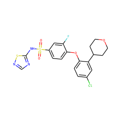 O=S(=O)(Nc1ncns1)c1ccc(Oc2ccc(Cl)cc2C2CCOCC2)c(F)c1 ZINC000095583999