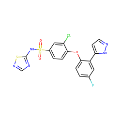 O=S(=O)(Nc1ncns1)c1ccc(Oc2ccc(F)cc2-c2ccn[nH]2)c(Cl)c1 ZINC000095581256