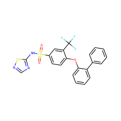 O=S(=O)(Nc1ncns1)c1ccc(Oc2ccccc2-c2ccccc2)c(C(F)(F)F)c1 ZINC000095584174