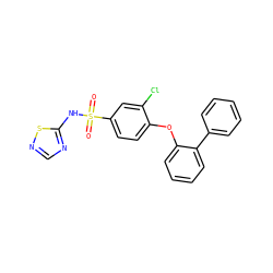 O=S(=O)(Nc1ncns1)c1ccc(Oc2ccccc2-c2ccccc2)c(Cl)c1 ZINC000095585691
