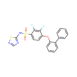 O=S(=O)(Nc1ncns1)c1ccc(Oc2ccccc2-c2ccccc2)c(F)c1F ZINC000095585067