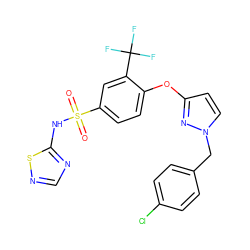 O=S(=O)(Nc1ncns1)c1ccc(Oc2ccn(Cc3ccc(Cl)cc3)n2)c(C(F)(F)F)c1 ZINC000095582399