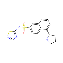 O=S(=O)(Nc1ncns1)c1ccc2c([C@@H]3CCCN3)cccc2c1 ZINC000206154554