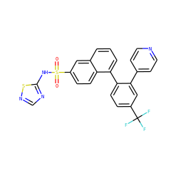 O=S(=O)(Nc1ncns1)c1ccc2c(-c3ccc(C(F)(F)F)cc3-c3ccncc3)cccc2c1 ZINC000206110510