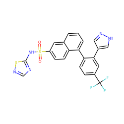 O=S(=O)(Nc1ncns1)c1ccc2c(-c3ccc(C(F)(F)F)cc3-c3cn[nH]c3)cccc2c1 ZINC000225110989