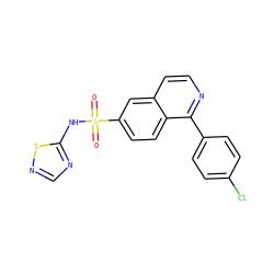 O=S(=O)(Nc1ncns1)c1ccc2c(-c3ccc(Cl)cc3)nccc2c1 ZINC000225116841