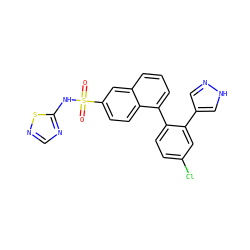 O=S(=O)(Nc1ncns1)c1ccc2c(-c3ccc(Cl)cc3-c3cn[nH]c3)cccc2c1 ZINC000225116063