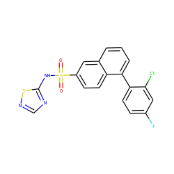 O=S(=O)(Nc1ncns1)c1ccc2c(-c3ccc(F)cc3Cl)cccc2c1 ZINC000206116632