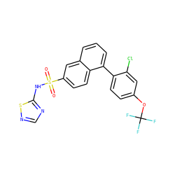 O=S(=O)(Nc1ncns1)c1ccc2c(-c3ccc(OC(F)(F)F)cc3Cl)cccc2c1 ZINC000206116599