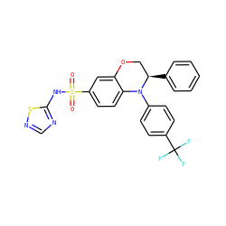 O=S(=O)(Nc1ncns1)c1ccc2c(c1)OC[C@@H](c1ccccc1)N2c1ccc(C(F)(F)F)cc1 ZINC000205736721