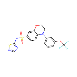 O=S(=O)(Nc1ncns1)c1ccc2c(c1)OCCN2c1cccc(OC(F)(F)F)c1 ZINC000220240068