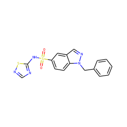 O=S(=O)(Nc1ncns1)c1ccc2c(cnn2Cc2ccccc2)c1 ZINC000142978360