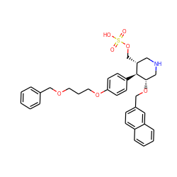 O=S(=O)(O)OC[C@@H]1CNC[C@H](OCc2ccc3ccccc3c2)[C@H]1c1ccc(OCCCOCc2ccccc2)cc1 ZINC000029210129