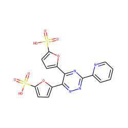 O=S(=O)(O)c1ccc(-c2nnc(-c3ccccn3)nc2-c2ccc(S(=O)(=O)O)o2)o1 ZINC000001607791
