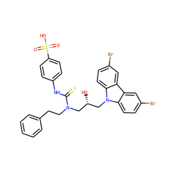 O=S(=O)(O)c1ccc(NC(=S)N(CCc2ccccc2)C[C@H](O)Cn2c3ccc(Br)cc3c3cc(Br)ccc32)cc1 ZINC000095603235