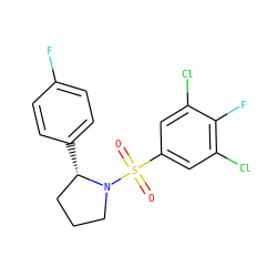 O=S(=O)(c1cc(Cl)c(F)c(Cl)c1)N1CCC[C@@H]1c1ccc(F)cc1 ZINC000653777897
