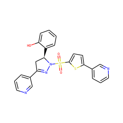 O=S(=O)(c1ccc(-c2cccnc2)s1)N1N=C(c2cccnc2)C[C@H]1c1ccccc1O ZINC000071294372