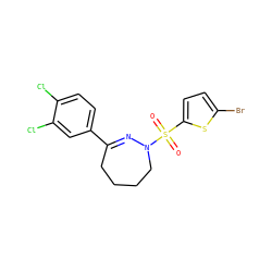 O=S(=O)(c1ccc(Br)s1)N1CCCCC(c2ccc(Cl)c(Cl)c2)=N1 ZINC000034875245