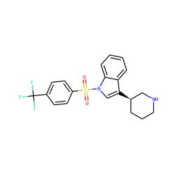 O=S(=O)(c1ccc(C(F)(F)F)cc1)n1cc([C@@H]2CCCNC2)c2ccccc21 ZINC000028527034