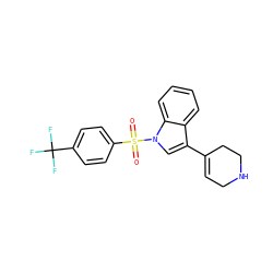 O=S(=O)(c1ccc(C(F)(F)F)cc1)n1cc(C2=CCNCC2)c2ccccc21 ZINC000028129910