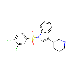 O=S(=O)(c1ccc(Cl)c(Cl)c1)n1cc(C2=CCCNC2)c2ccccc21 ZINC000028526369