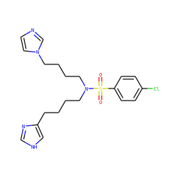 O=S(=O)(c1ccc(Cl)cc1)N(CCCCc1c[nH]cn1)CCCCn1ccnc1 ZINC000026278485