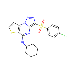 O=S(=O)(c1ccc(Cl)cc1)c1nnn2c1nc(NC1CCCCC1)c1sccc12 ZINC000008589348