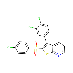 O=S(=O)(c1ccc(Cl)cc1)c1sc2ncccc2c1-c1ccc(Cl)c(Cl)c1 ZINC000149341258