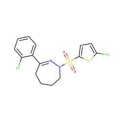 O=S(=O)(c1ccc(Cl)s1)N1CCCCC(c2ccccc2Cl)=N1 ZINC000040810648