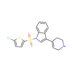 O=S(=O)(c1ccc(Cl)s1)n1cc(C2=CCNCC2)c2ccccc21 ZINC000028130048