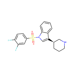 O=S(=O)(c1ccc(F)c(F)c1)n1cc([C@@H]2CCCNC2)c2ccccc21 ZINC000028525728