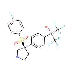 O=S(=O)(c1ccc(F)cc1)[C@@]1(c2ccc(C(O)(C(F)(F)F)C(F)(F)F)cc2)CCNC1 ZINC001772587105